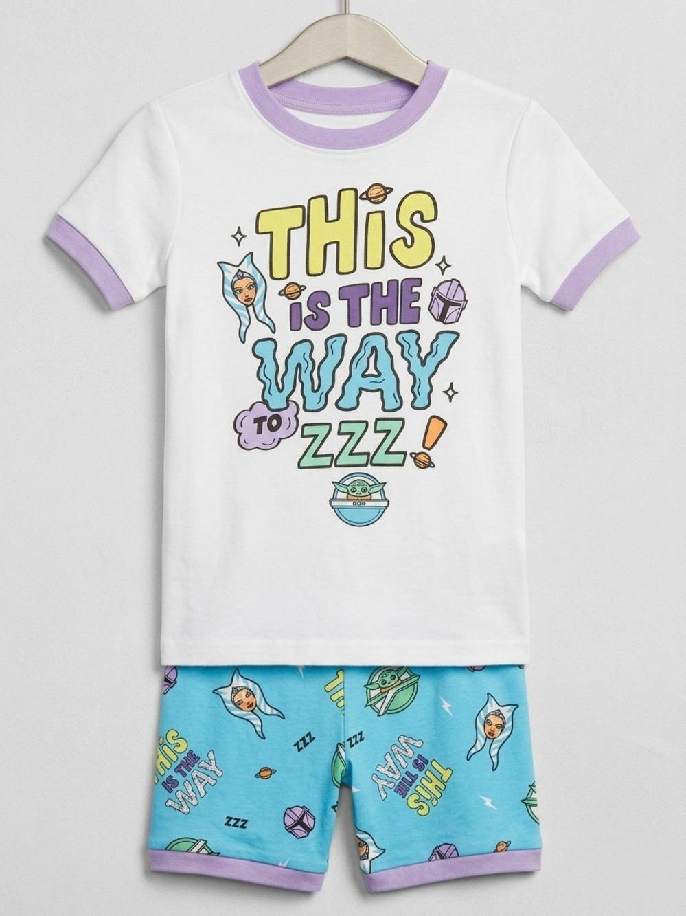 Kids White & Light Blue Pajama Set - 'This Is The Way' Graphic